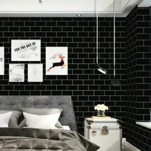 Black Brick Glossy Waterproof Wallpapers